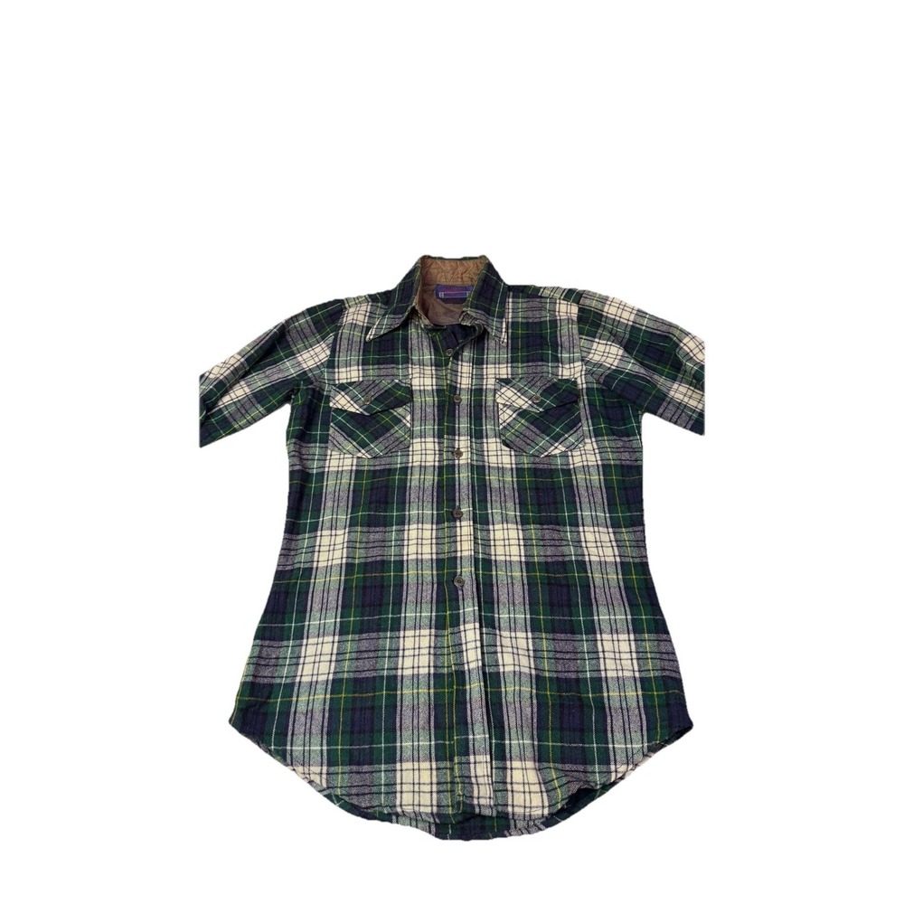 Ponderosa By Bardon Men's Small Flannel Shirt Long Sleeve Wool Vintage 3b4 - Picture 5 of 12
